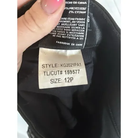 Kut from Kloth Meg High Rise Fab Ab Wide Leg Pant 90s sz 12 Petite Faux Leather - Picture 5 of 9